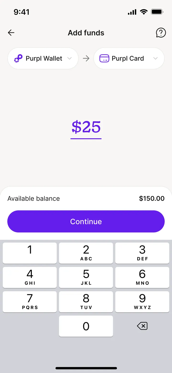 Adding an exact amount from the wallet to a card