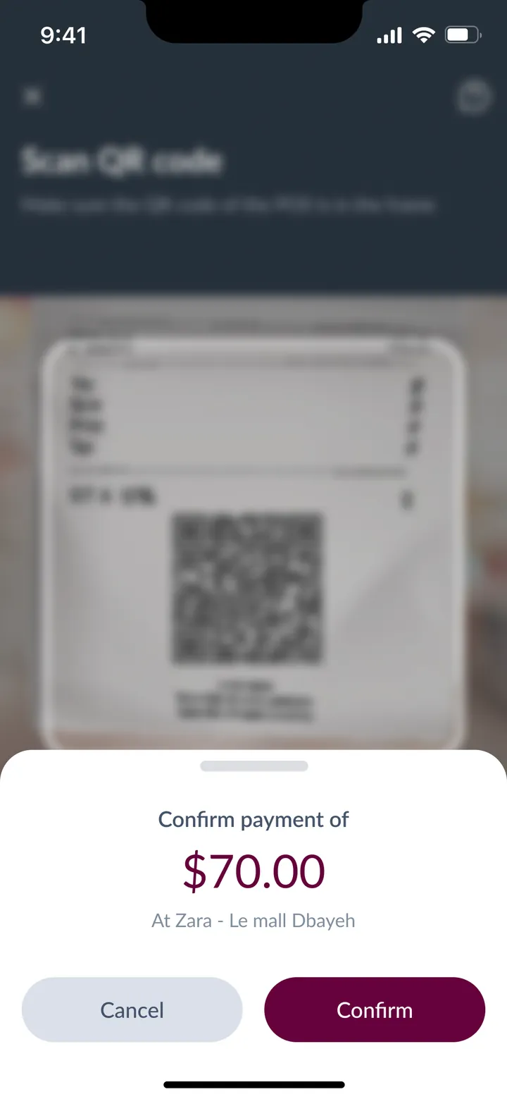 Confirming a QR payment