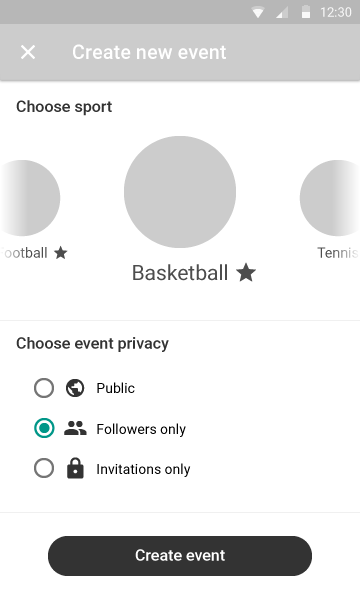 Create event page
